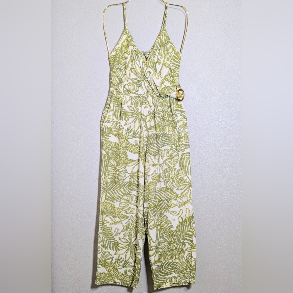 🌴 Sincerely Jules Tropical Print Linen-Blend Jumpsuit - Size XS